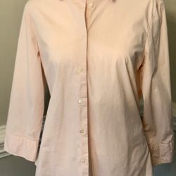 JCrew 3/4 Length Sleeve Button Down Dress Shirt In Pale Pink 
