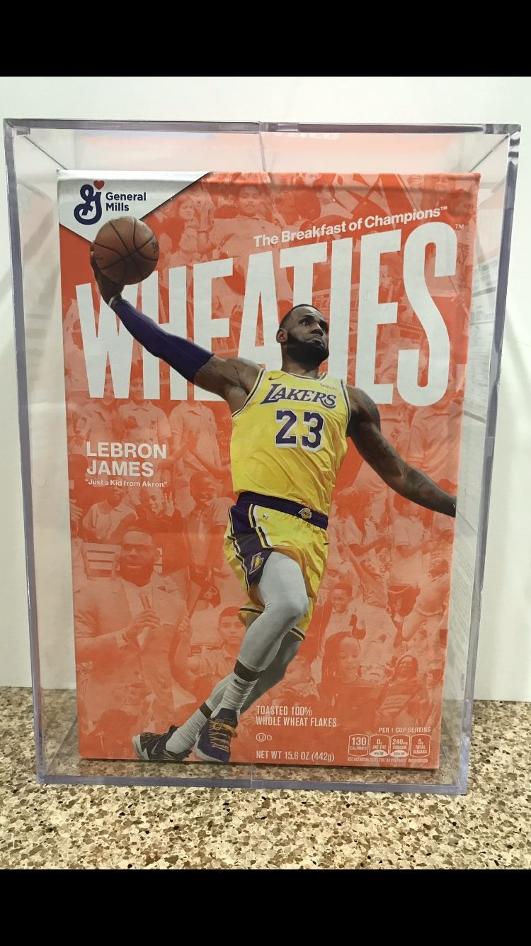 Lebron James Wheaties Cereal Box In Display Case