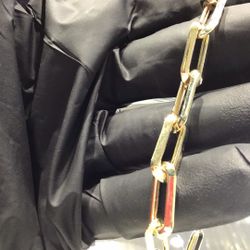 10k Gold Paper Clips Bracelet 7” Inch Available In Stock ..