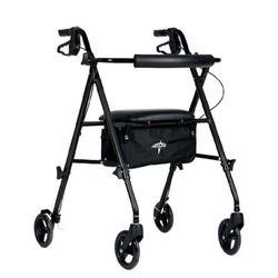 NEW Medline Superlight Steel Rollator Walker with Seat Black New, Open Box