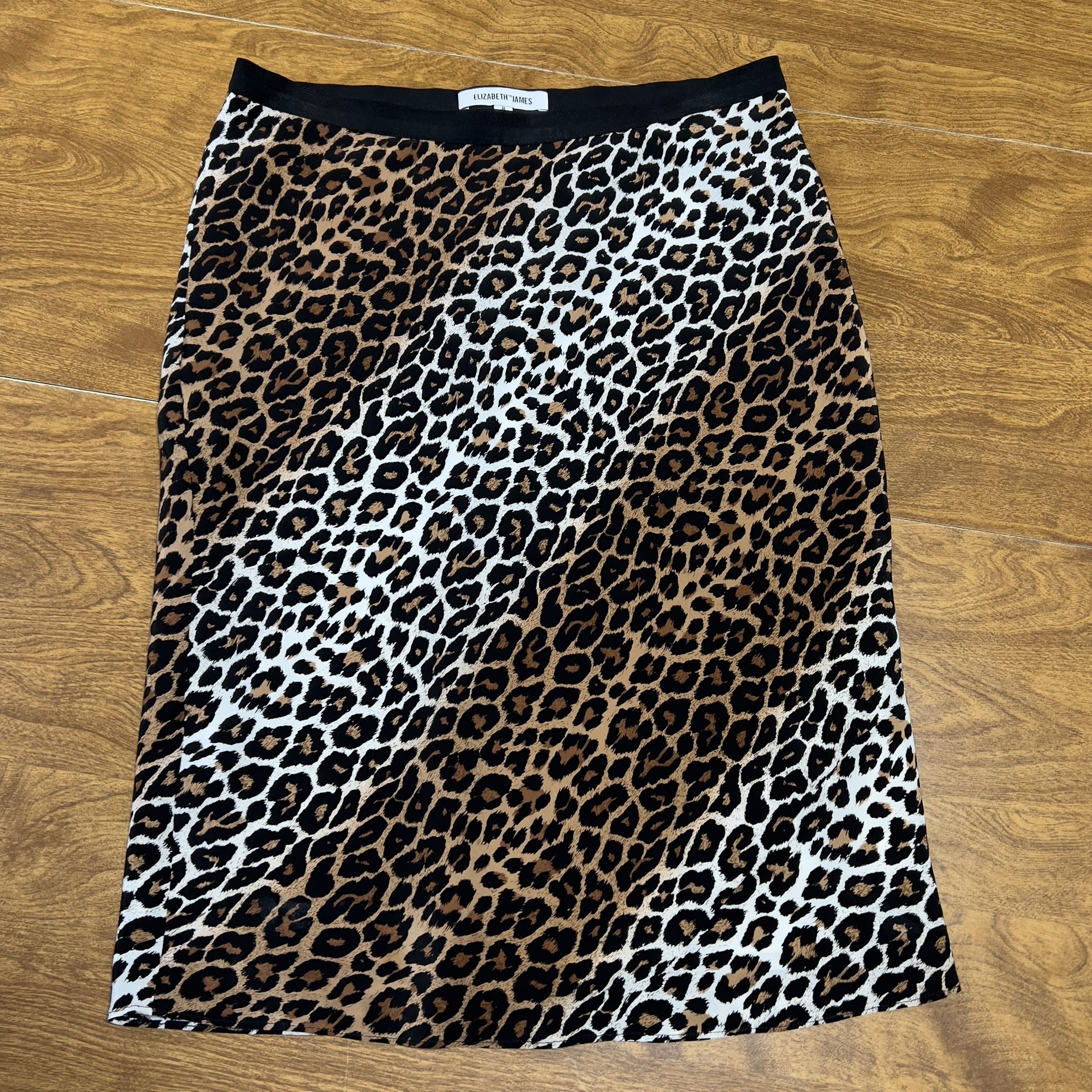 ELIZABETH AND JAMES Women’s Animal Print PullUp Elastic Waist Midi Skirt size 8