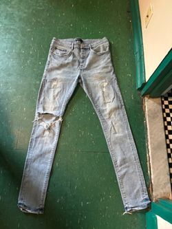 Light Wash Distressed Skinny Jeans purple brand