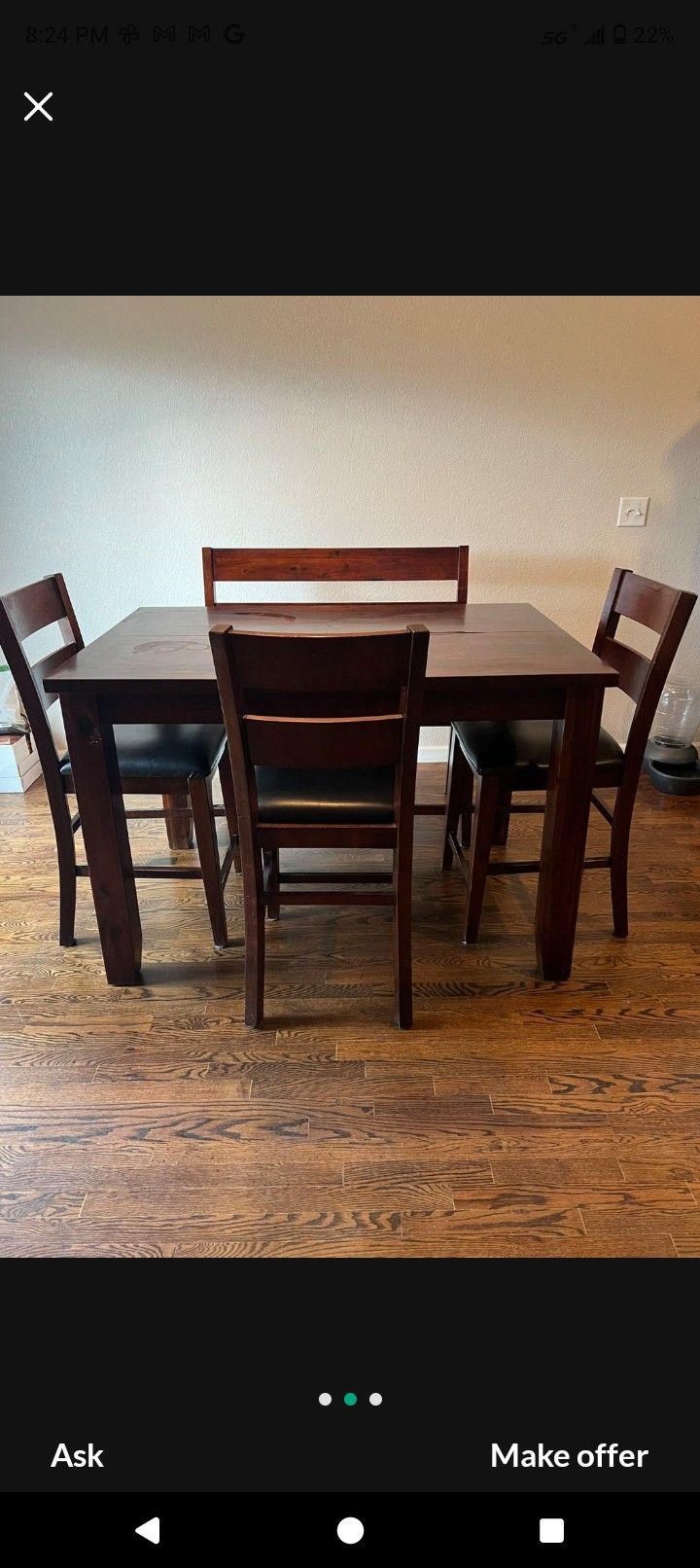 Dark Wood High Top Dining Room Table