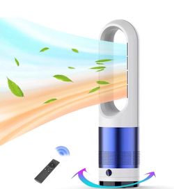 1400W Bladeless Heater & Fan Combo, 80° Oscillation, Remote & Touch, Blue White