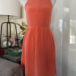 Rebecca Taylor Coral 100% Silk Short Sleeveless Sundress Dress Sz 2