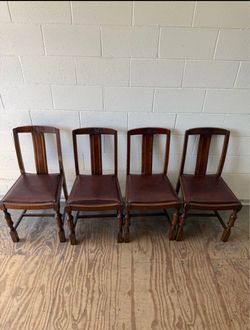 Antique Solid Wood Dining Chairs - Set of 4