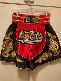 Muay Thai boxing short red black gold size XL