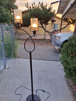 2- Lite Bronze and Smoke  Glass shade Floor  lamp