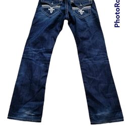 ROCK REVIVAL JOHN STRAIGHT  BLUE JEANS SIZE 32 WAIST 36 /INSEAM 34
   
*price Is Firm*