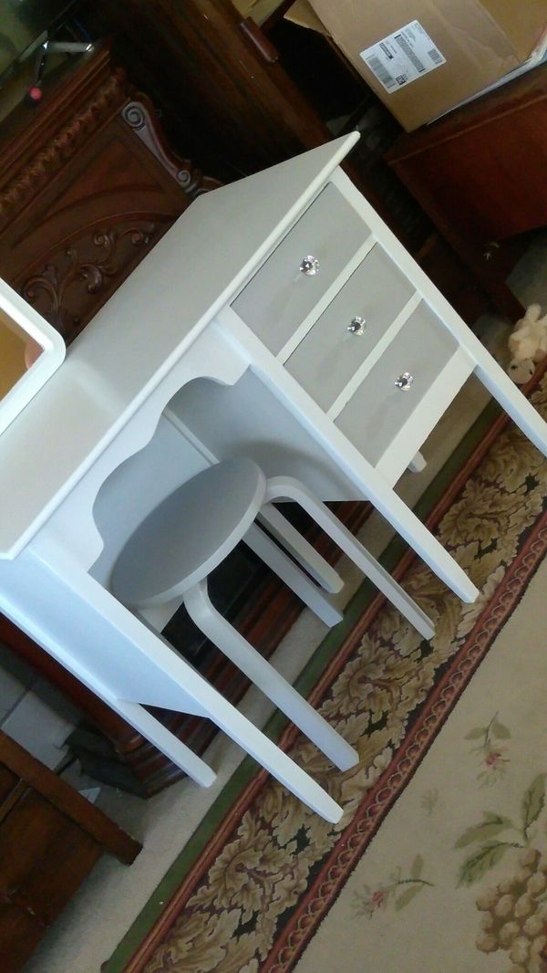 charming all real wood vanity desk stool for Sale in 