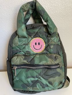 camo smiley face backpack