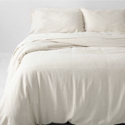 Full/queen heavy weight linen blend comforter & sham set natural - Casaluna $105