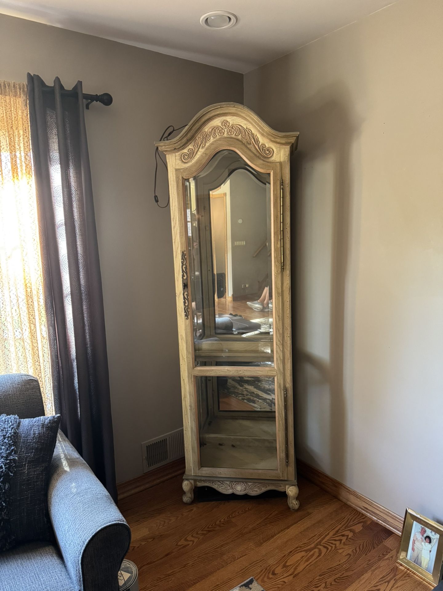 Antiqued White Curio Cabinet