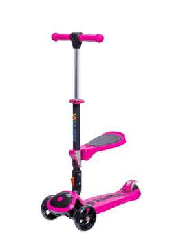  Scooter  Skidee Kick for Kids w/ Adjustable Height, Foldable, Free Pink Helmet 
