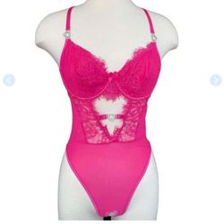 Deep V Lace Teddy One Piece Mini Bodysuit