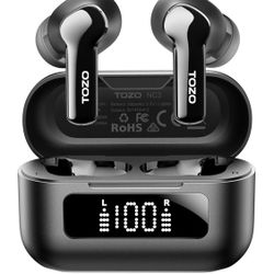 Hybrid Active Noise Cancelling Wireless Earbuds with 6 Mics AI Clear Call Ear Buds 55H Playtime with LED Display 32 Preset EQs via APP Bluetooth 5.3 I