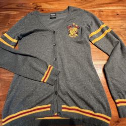 Harry Potter Womens Gryffindor House Open Front Cardigan Juniors Knit Sweater LARGE