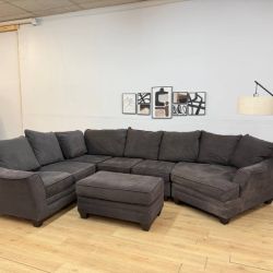 Large Dark Gray 3-Piece Sectional Couch with Cuddler