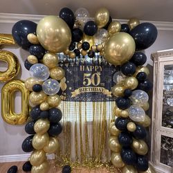 Black And Gold Ready Balloon Arch