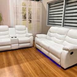 Brand New Reclining Sofa & Loveseat Set With Led Lights
