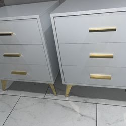 FUFU&GAGA Single White Wooden Nightstand, Side Table with 3 Drawers, 19.7 in. W x 15.7 in. D x 23.8 in. H