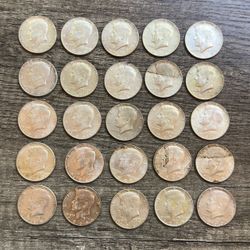 Lot of 25 Kennedy Silver Half Dollars