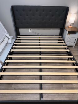 Queen bed , Mattress and bed side table