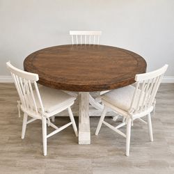 Ashley Valebeck Round Dining Table + 6 White Windsor Chairs