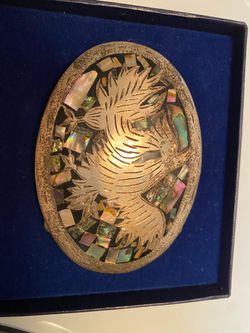 Sterling Silver  with Inlaid Mother of Pearl Belt Buckle