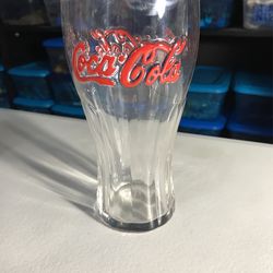 Classic Coca Cola Glass Raised Red Lettering Soda Cup Clear Vintage