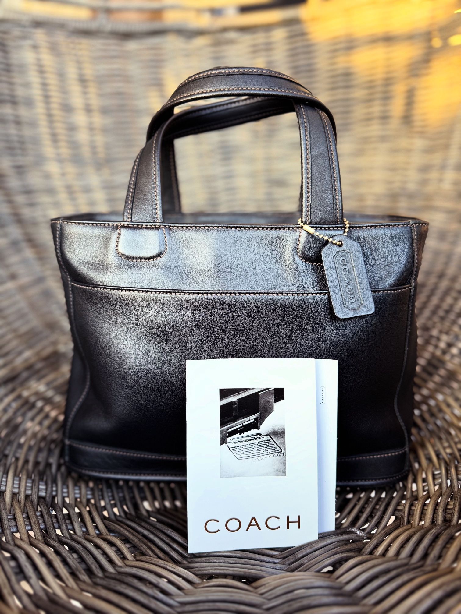 Vintage COACH Bleecker Satchel Bag 9303 Hand Bag Purse Black Leather