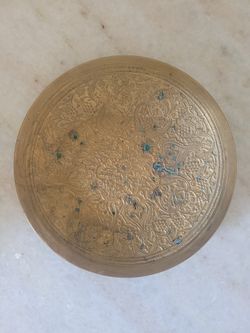 Small etched brass plate with attached hanger