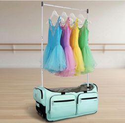 23in Rolling Dance Bag with Garment Rack Aqua Turquoise Metallic Lavender