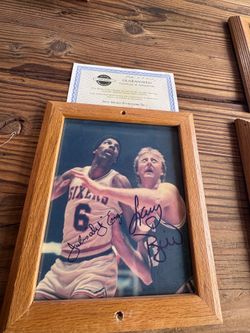Larry Bird & Julius "Dr. J" Erving Dual Signed 8×10 Photo – COA – NBA Legends