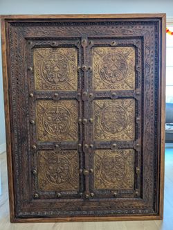 Rare Jharoka temple door coffee table + 3 end tables