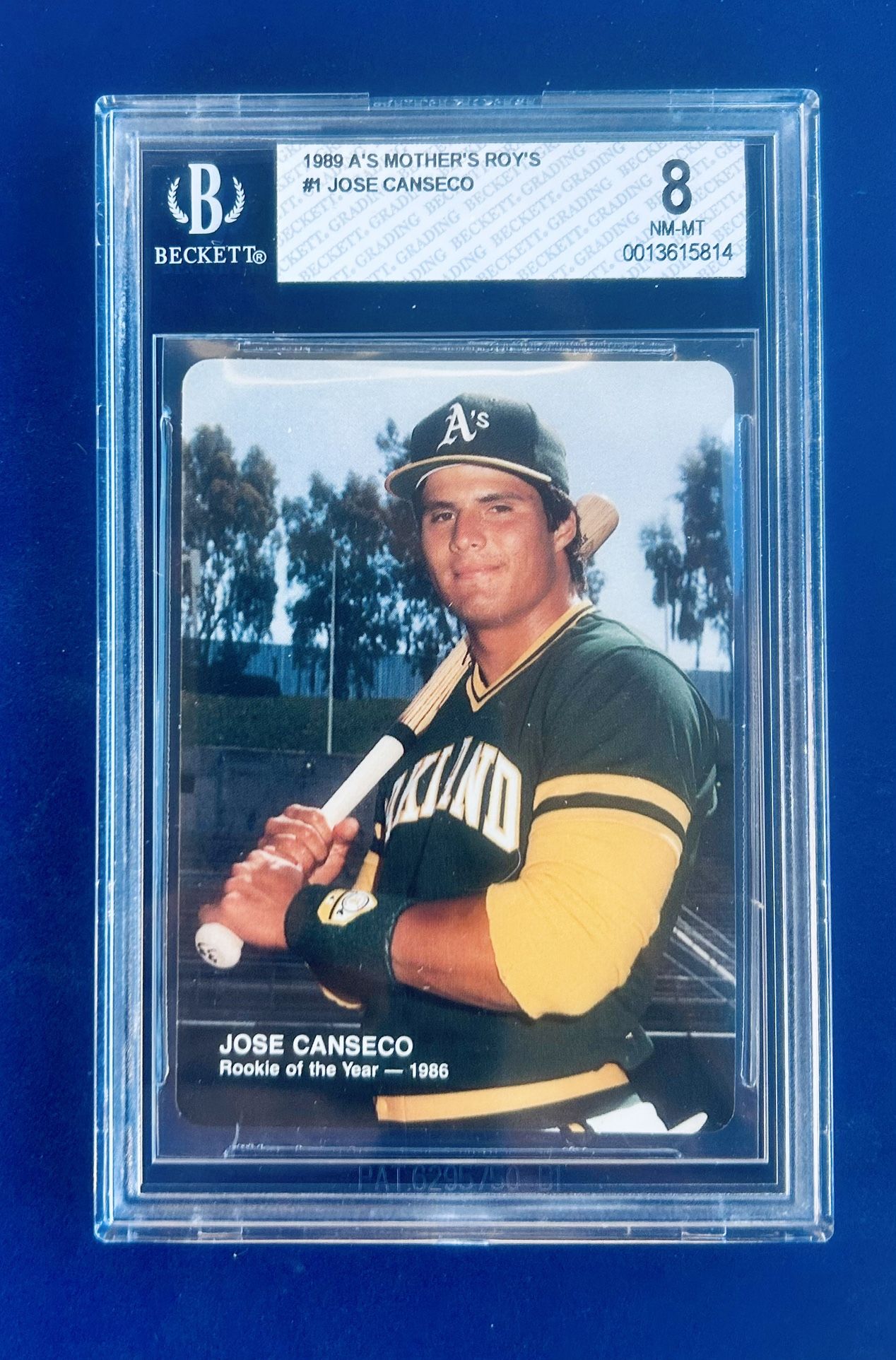 1989 A’s Jose Canseco Baseball Card Graded Beckett 8