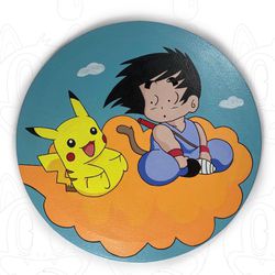 Pikachu x Kid Goku On Flying Nimbus Dragon Ball X Pokemon 