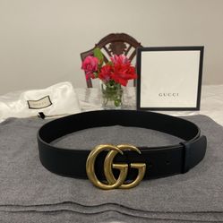 Gucci Black Marmont 1.5 Inch GG Belt