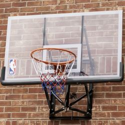 NBA Official 54 In. Wall-Mounted Basketball Hoop with Polycarbonate Backboard