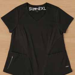 Grey’s Anatomy Black Fitted Scrub Top Size 2XL