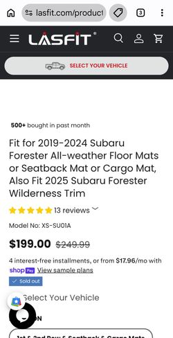 Lasfit mats Subaru