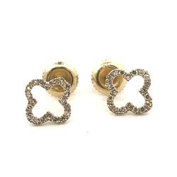 10k Yellow Gold Open Clover Diamond Studs With Screwbacks GP3119913
