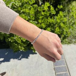 Silver Anchor Link Bracelet 8”