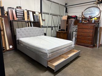 Queen bed frame and mattress $280