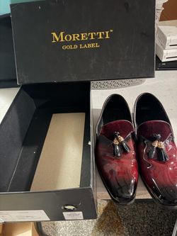 Moretti "Dallas" Men's Burgundy Slip On Patent Leather Loafers M31989 Size 8 Box  Men's Dress/Casual Shoes Slip On Loafers By Maretti : Brand :- Maret