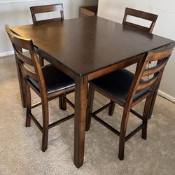 Modern Dark Wood Dining Table Set w/ 4 Chairs – Great Condition
