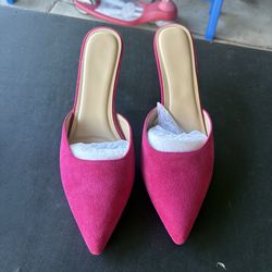 Grace Every Step Hot Pink Mules Heels