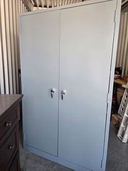 Large Gray Metal Storage Cabinet