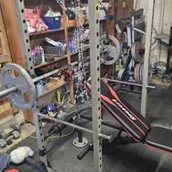Squat Rack With Bench And Weights