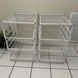 Ikea Antonius White Closet Storage Frame with 3 Wire Baskets 17 x 21 x 29”height - Like new condition = 28.00 each or 50.00 for both